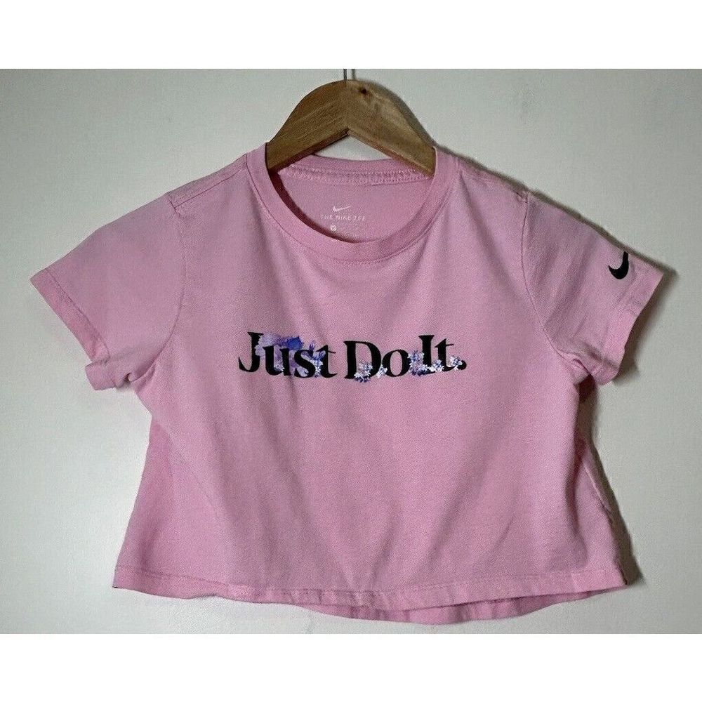 Nike Girls Medium Pink Cropped Short Sleeve T-Shirt JUST DO IT